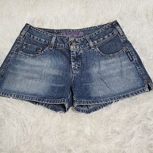 Silver Jeans Distressed Medium Blue Denim Shorts